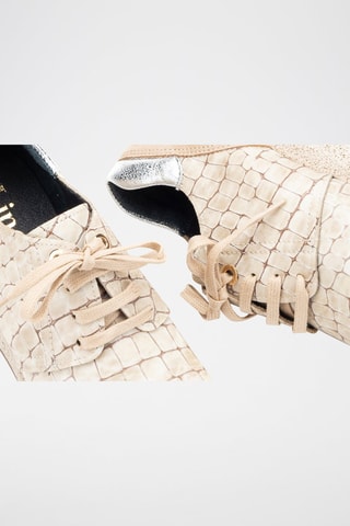 Leren Derby's met Sleehak - Beige