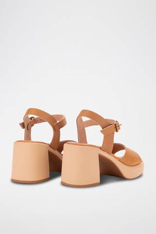 Leren Sandalen met Hak - Camel