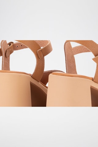 Leren Sandalen met Hak - Camel