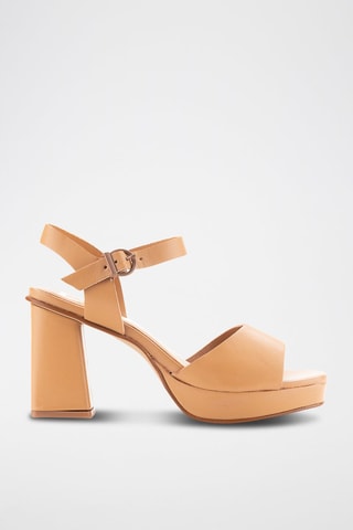Leren Sandalen met Hak - Camel