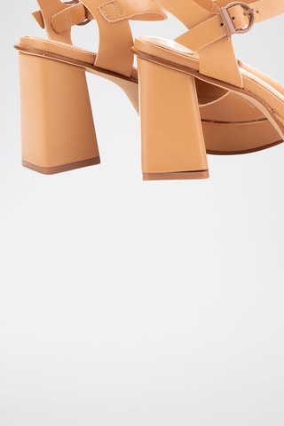 Leren Sandalen met Hak - Camel