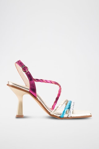 Leren Sandalen met Hak Combi - Fuchsia