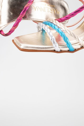 Leren Sandalen met Hak Combi - Fuchsia
