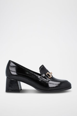 Lakleren Mocassins met Hak Rock - Zwart