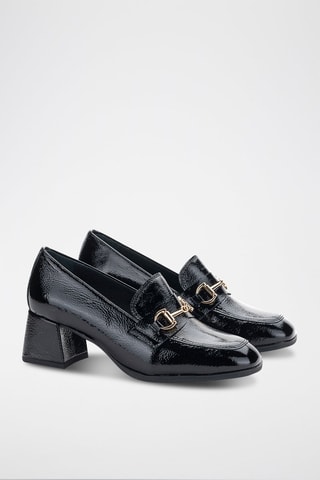 Lakleren Mocassins met Hak Rock - Zwart