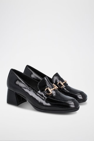 Lakleren Mocassins met Hak Rock - Zwart