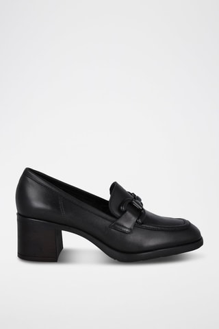Leren en Nappaleren Mocassins met Hak - Zwart