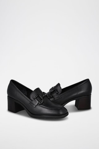 Leren en Nappaleren Mocassins met Hak - Zwart