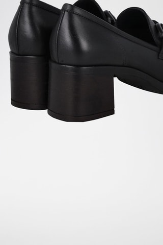 Leren en Nappaleren Mocassins met Hak - Zwart