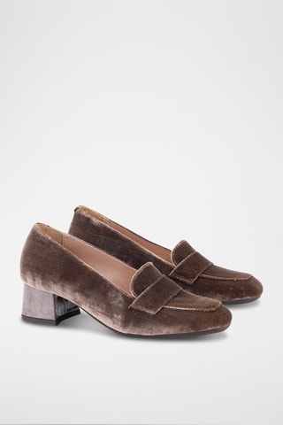 Nubuck Mocassins met Hak Terciopelo - Bruin