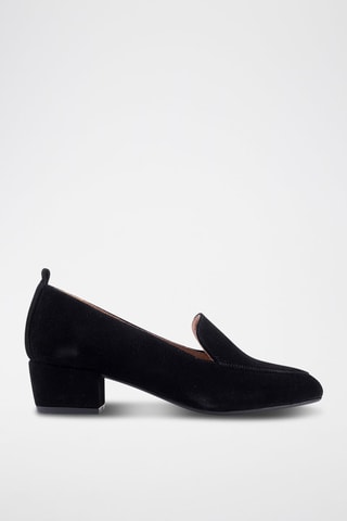 Nubuck Mocassins met Hak Serraje - Zwart