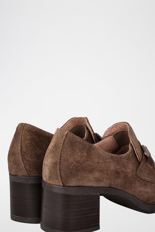 Leren en Nubuck Mocassins met Hak - Taupe