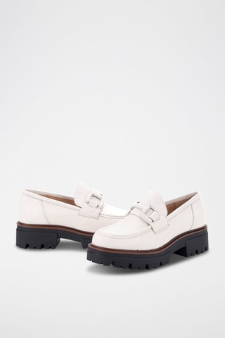 Leren Platform Mocassins met Hak - Wit