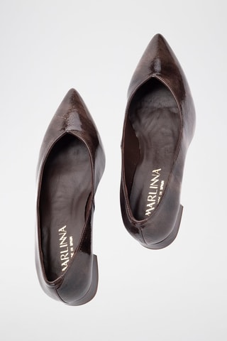 Lakleren Ballerina's met Hak Rock - Bruin