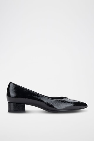 Lakleren Ballerina's met Hak Rock - Zwart