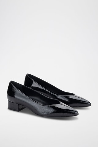 Lakleren Ballerina's met Hak Rock - Zwart