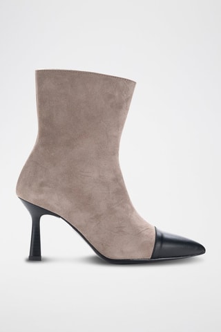 Nubuck Enkellaarzen Florencia - Taupe en zwart