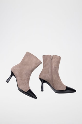 Nubuck Enkellaarzen Florencia - Taupe en zwart