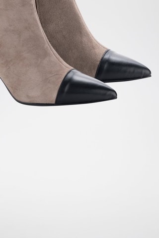 Nubuck Enkellaarzen Florencia - Taupe en zwart