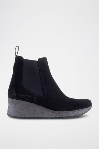 Nubuck Enkellaarzen met Sleehak Serraje - Zwart