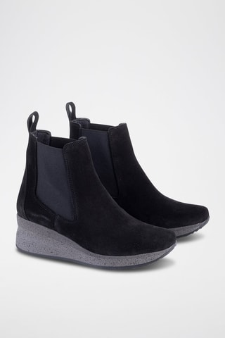 Nubuck Enkellaarzen met Sleehak Serraje - Zwart