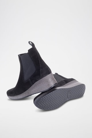 Nubuck Enkellaarzen met Sleehak Serraje - Zwart