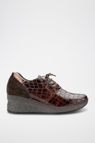 Leren Sneakers met Sleehak Opako - Bruin