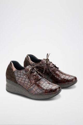 Leren Sneakers met Sleehak Opako - Bruin