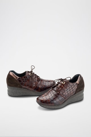 Leren Sneakers met Sleehak Opako - Bruin