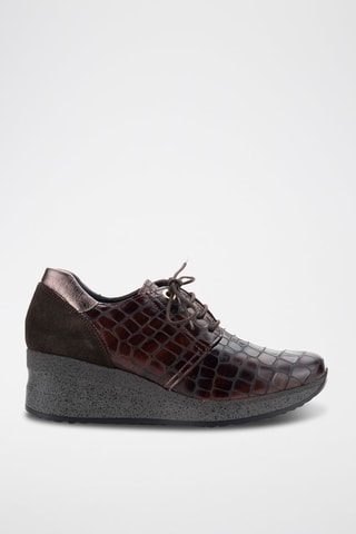 Leren Sneakers met Sleehak Opako - Bruin