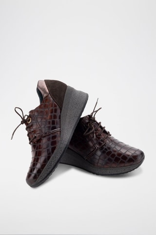 Leren Sneakers met Sleehak Opako - Bruin
