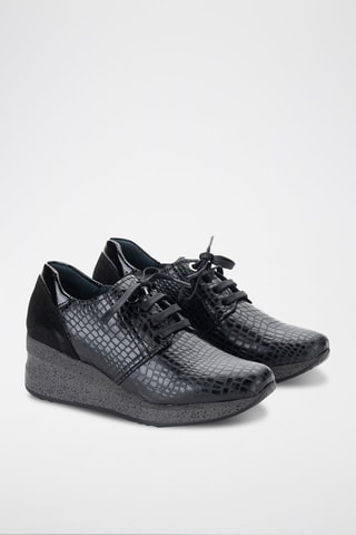 Leren Sneakers met Sleehak Vipper - Zwart