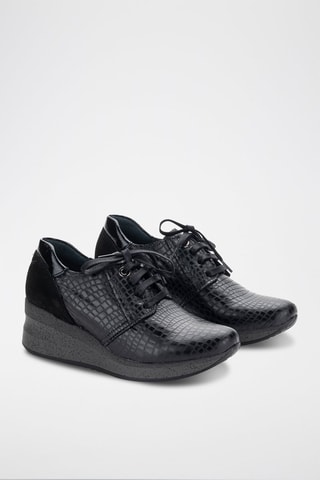 Leren Sneakers met Sleehak Vipper - Zwart