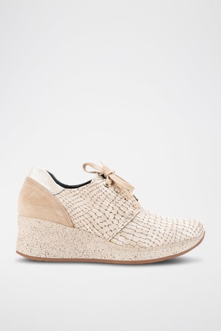 Leren Sneakers met Sleehak Vipper -  Beige