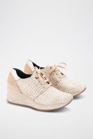 Leren Sneakers met Sleehak Vipper -  Beige