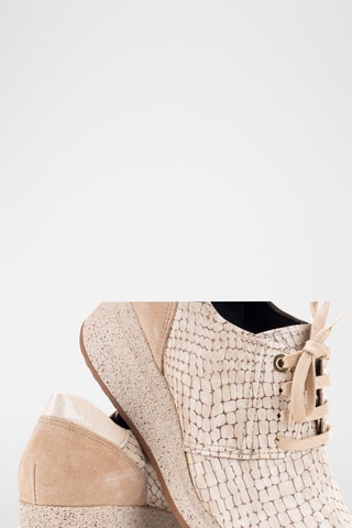 Leren Sneakers met Sleehak Vipper -  Beige