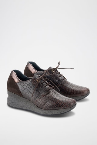Leren Sneakers met Sleehak Drogba - Bruin