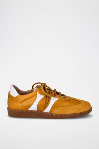 Leren Sneakers - Mosterdgeel en Wit