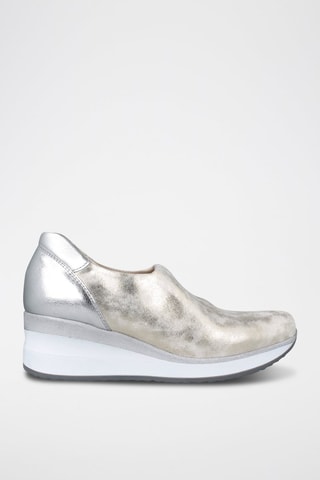 Slip-ons met sleehak - Zilverkleurig