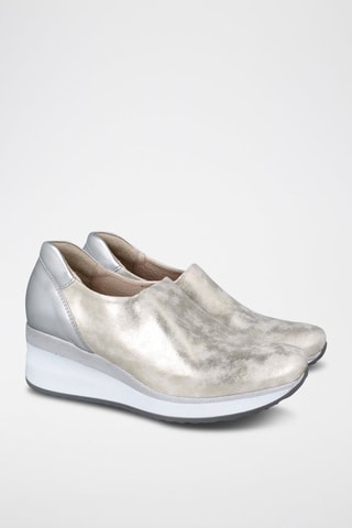 Slip-ons met sleehak - Zilverkleurig