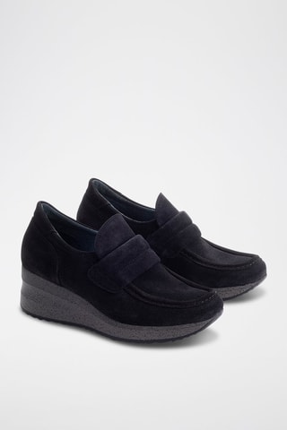 Nubuck Wedge Sneakers Serraje - Zwart