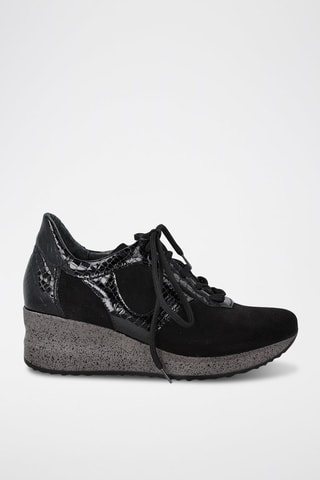 Leren Wedge Sneakers - Zwart