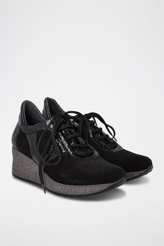 Leren Wedge Sneakers - Zwart