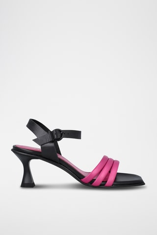 Leren Sandalen met Hak Dalida - Roze en Zwart