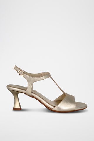 Leren Sandalen met Hak Saray - Goudkleurig