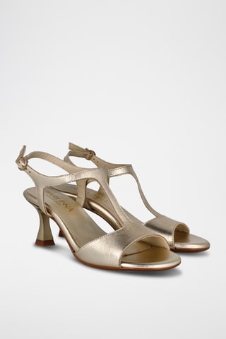 Leren Sandalen met Hak Saray - Goudkleurig