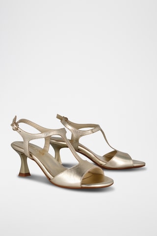 Leren Sandalen met Hak Saray - Goudkleurig