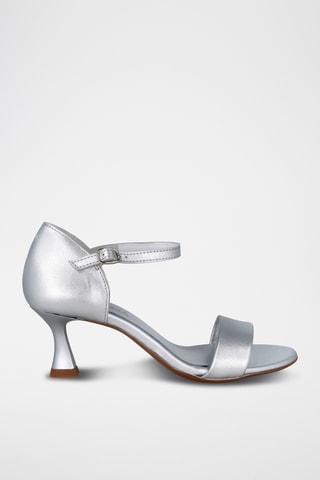 Leren Sandalen met Hak Saray - Zilverkleurig