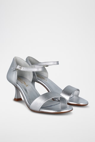 Leren Sandalen met Hak Saray - Zilverkleurig