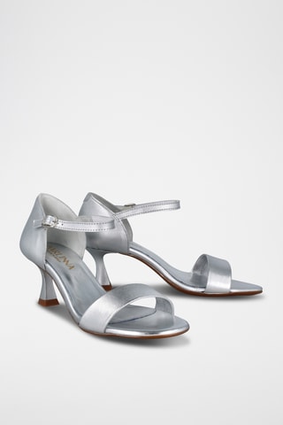 Leren Sandalen met Hak Saray - Zilverkleurig
